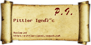 Pittler Ignác névjegykártya